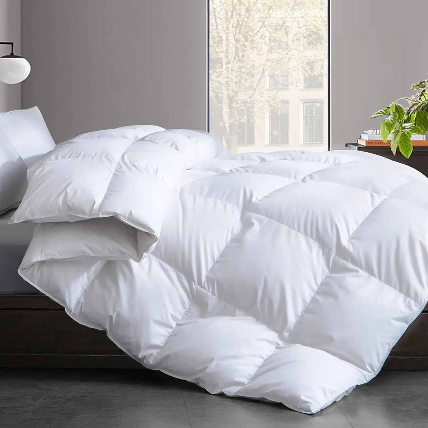 Feather Comforter Filled with Feather & DownFiber Oversize King - All Season White Duvet Insert- Luxurious Hotel Bedding Comfort