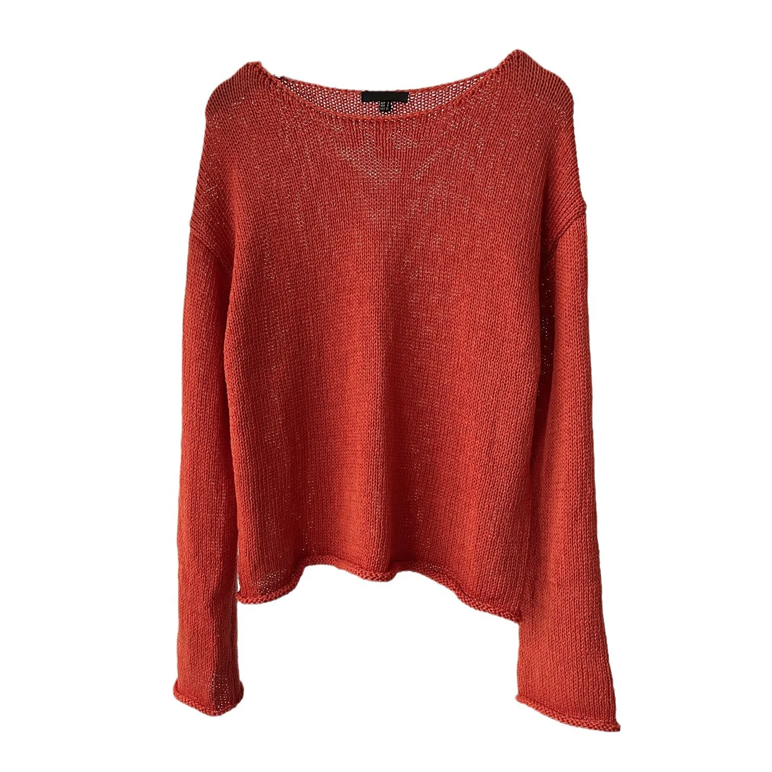 Women's clothing red casual lazy wind slack light boat collar long sleeve knitted sweater top 16A