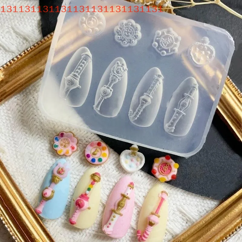 

Single Piece Cream Bow Bear 3D Nail Mold, Silicone DIY Art Decoration Flower Transparent Nail Template