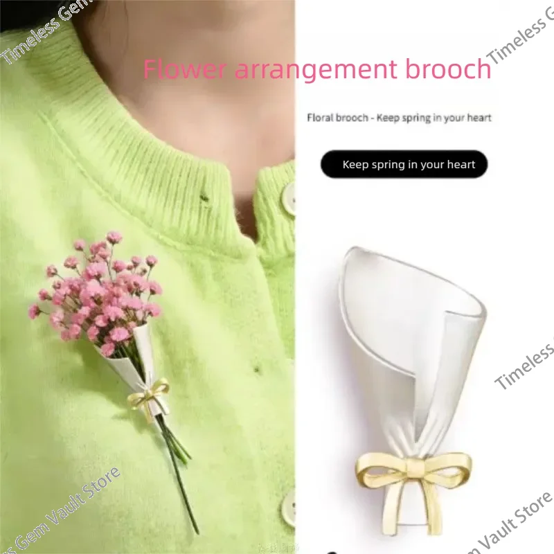 

DIY Floral Arrangement Brooch Literary Fresh Vase Brooch Unique Bow Lapel Pin Clothing Accessories