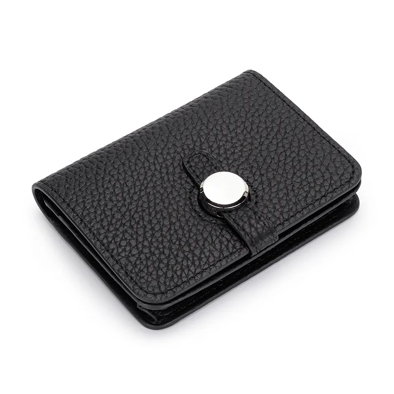 Genuine Leather Card Holder High Quality Women\'s Wallets and Purses 2022 New Fashion Female Hasp Solid Cash Pocket Money Bag