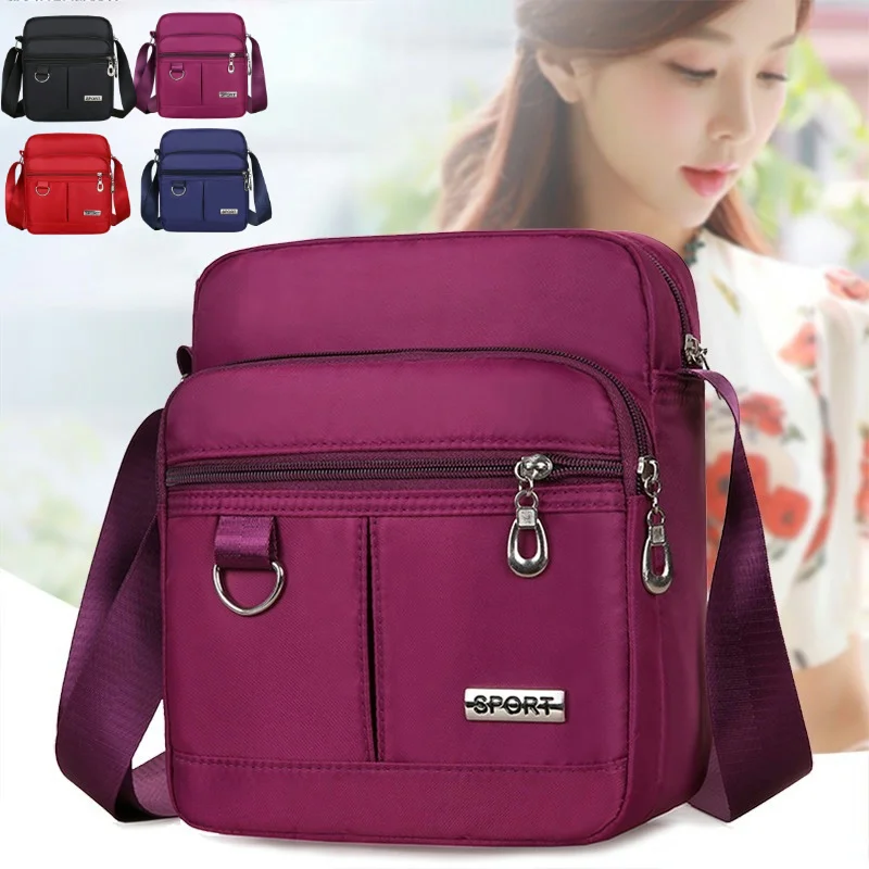 Wodoodporna torba na ramię Damska nylonowa kwadratowa torebka Lekka torba na telefon komórkowy typu crossbody z wieloma kieszeniami