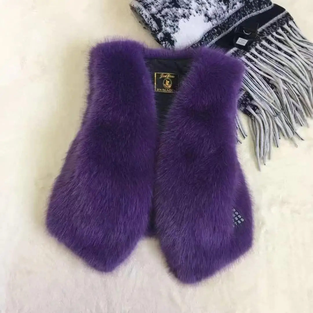 احتفالي الاصطناعي الثعلب الفراء المرأة سترة قصيرة لينة أفخم أكمام معطف الإناث بلايز معطف هدايا عيد الميلاد #6