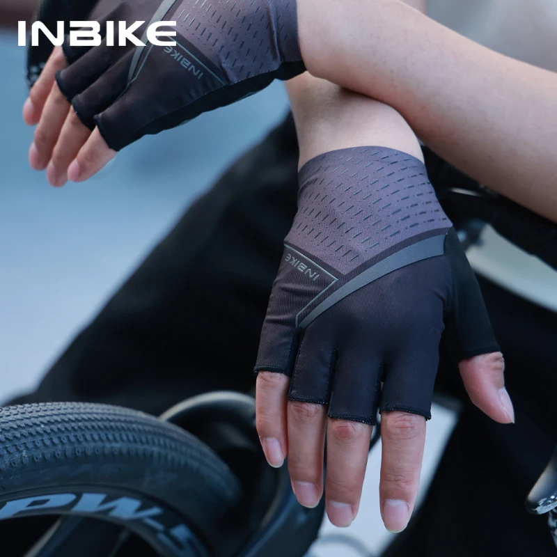 INBIKE 夏サイクリンググローブ男性ハーフフィンガー通気性衝撃吸収性ロードバイク MTB バイクグローブ自転車アクセサリー