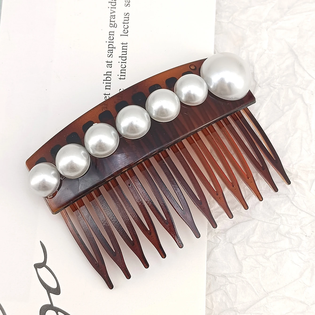 12 Teeth Elegant Retro Hair Comb Hair Pins for Women Non Slip Round Imitation Pearl Hair Comb Daily Office Fashion Accessories view 5