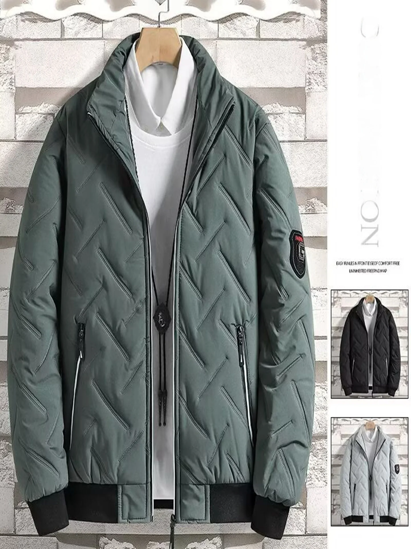 

Men's Faionable Thiened Cotton Jaet Stand Collar Winter Coat Warmth Large Size Cold Resistance Outerwear Casual Wear