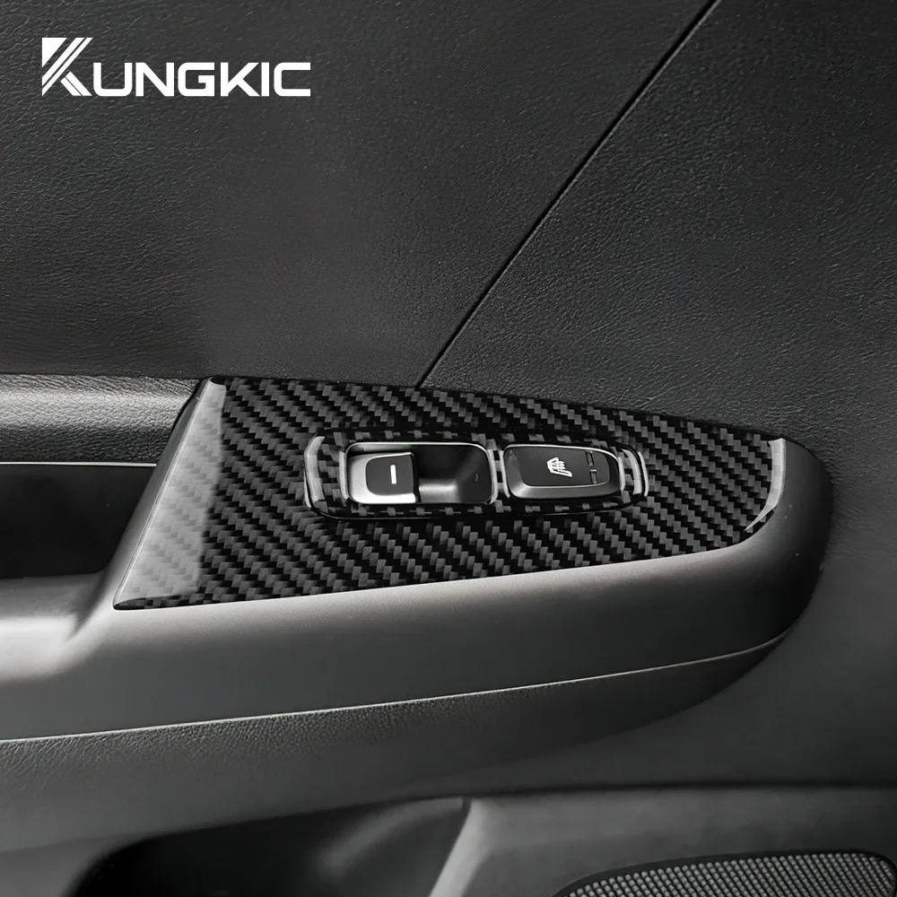 LHD Car Front Rear Door Window Llift Panel For KIA Sportage 2017 2018 2019 2020 2021 Real Soft Carbon Fiber Sticker Trim