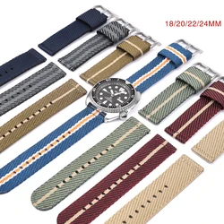 High Density Nylon Strap 18mm 20mm 22mm 24mm Band Stainless Steel Buckle Military Men Replacement Bracelet Watch Accessories