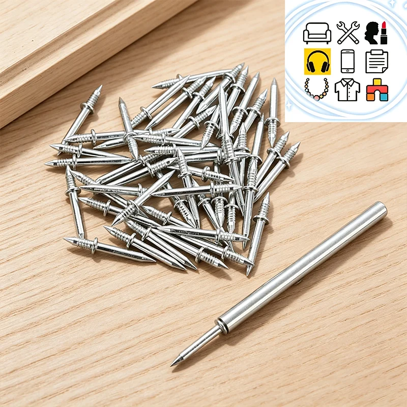 50/100Pcs Double Headed Skirting Nails Seamless Invisible No Trace Nails Rust‑Proof Metal Wood Fixator for Skirting Board Steps