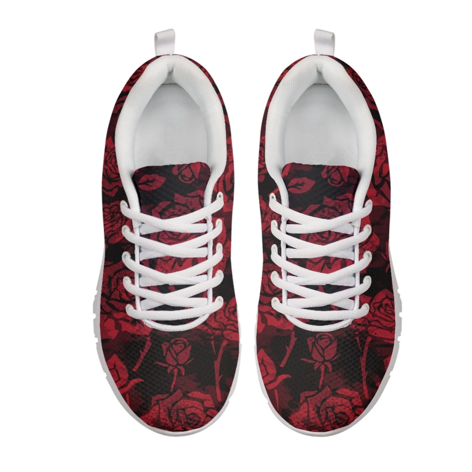 Coloranimal Roses New Design Tennis Shoes Mens Athletic Sneakers Breathable Walking Shoes for Women