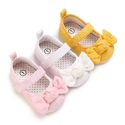 Baby Girl Princess Shoes Toddler Non-slip Flat Soft-sole Cotton Rubber Crib Lovely Butterfly-knot Infant First Walkers 0-18M