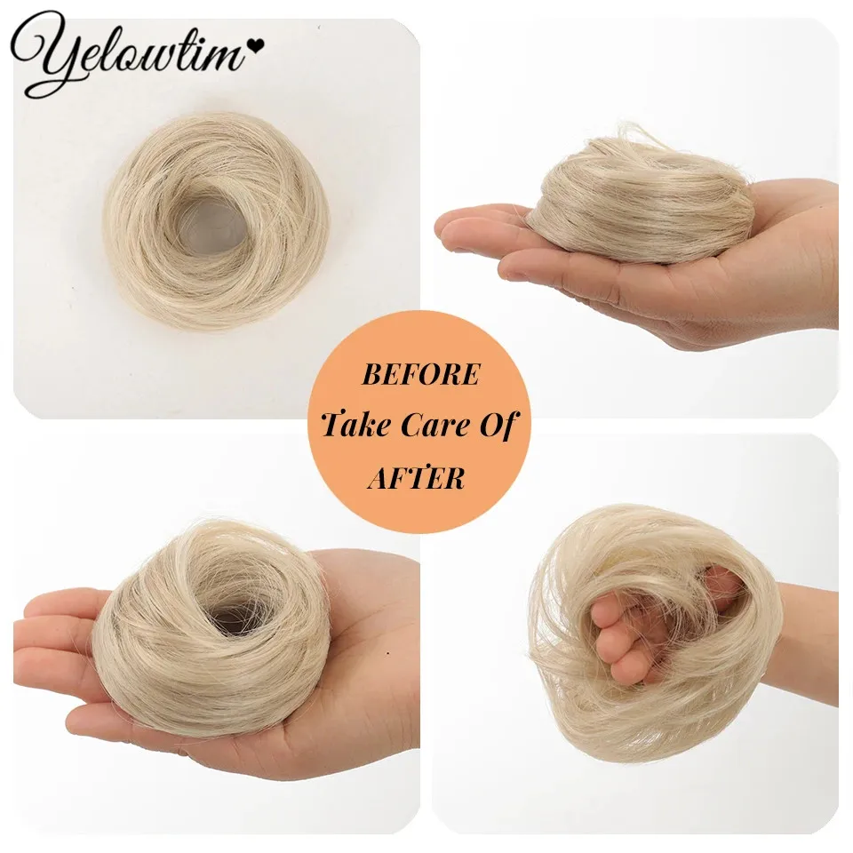 Sintético Straight Hair Loop Bun, peruca de fibra resistente ao calor natural e confortável, fácil de usar, adequado para todas as meninas