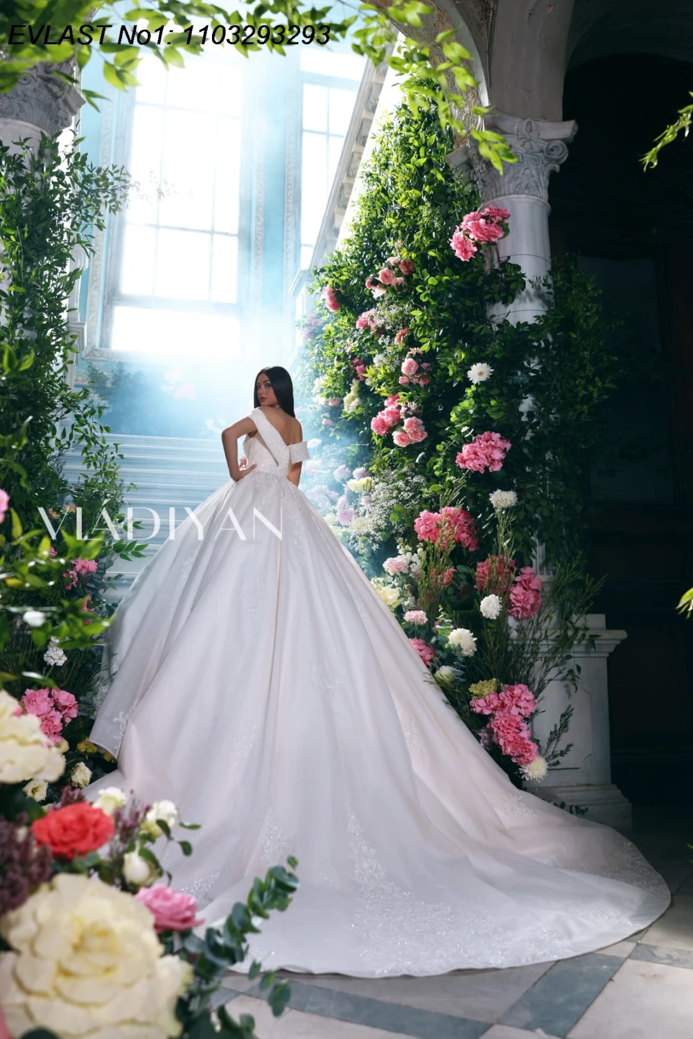 EVLAST Aangepaste Vintage A-lijn Trouwjurk Off Schouder Kant Applique Kristal Kralen Glanzende Bruidsjurk Robe De Mariee TBD133