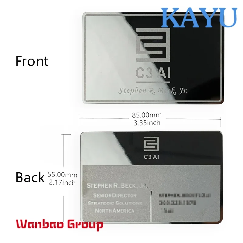 

Custom Wholesale Cheap custom Engraved Stainless Steel Laser Cut Name black silver Metal Business Card luxury Blank