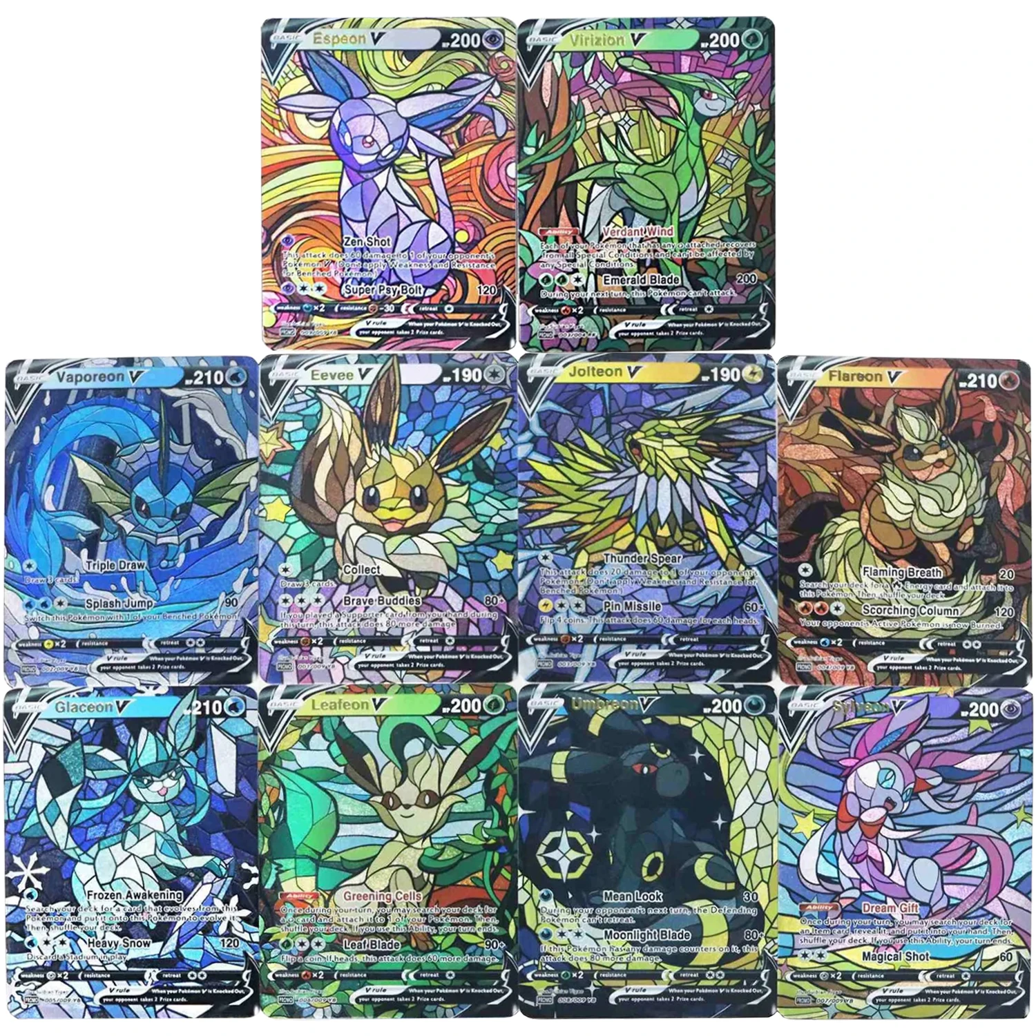 10 Pçs/set Ptcg Eeveelution Umbreon Sylveon Charizard Lugia Cartão Flash Self Made Jogo Clássico Anime Coleção Cartão Brinquedo de Presente