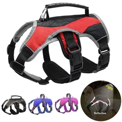 Reflective Dog Harness For Large Dogs Strong Traning Harness Adjustable Outdoor Pet Mesh Vest With Lift Quick Control Handle