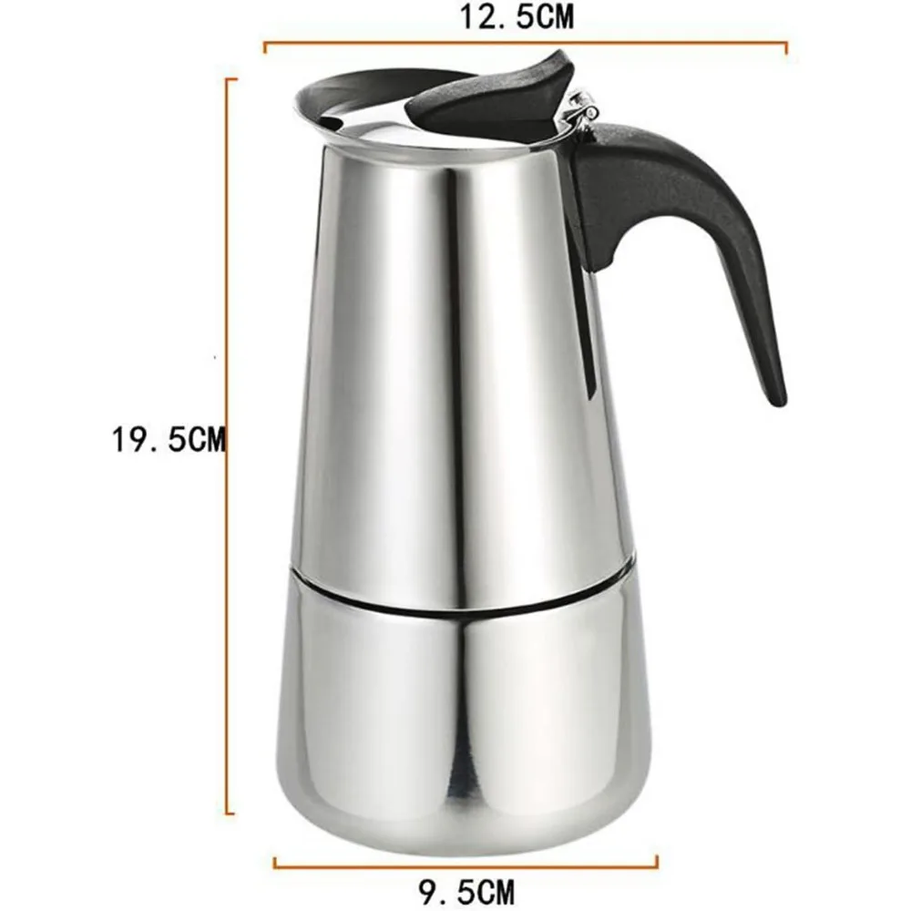 Moka Pot Stainless Steel Coffee Pot Stovetop Espresso Maker Percolator Italian Coffee Maker with Electric Stove