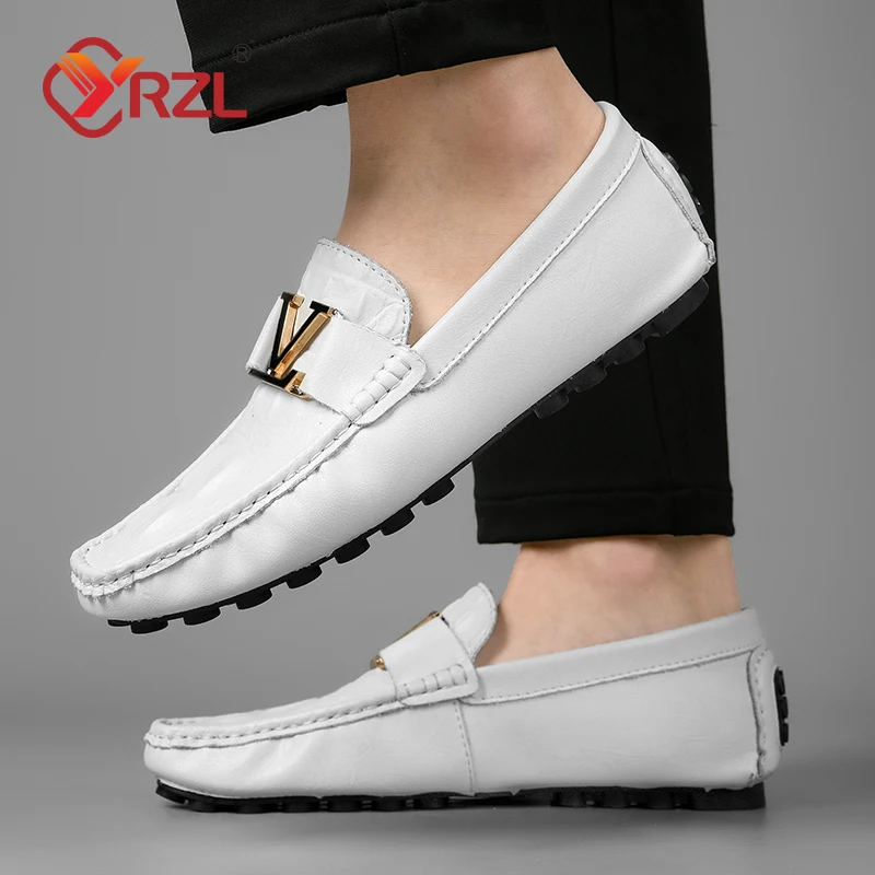 YRZL Mens Leather Loafers Shoes Big Size Handmade Loafers High Quality Loafers Shoes Luxury Outdoor Slip on Shoes for Men