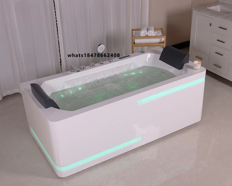 Luxurious Freestanding Whirlpool Hydromassage Bathtub Indoor & Outdoor Waterfall Hot Tub with Whirlpool Massage