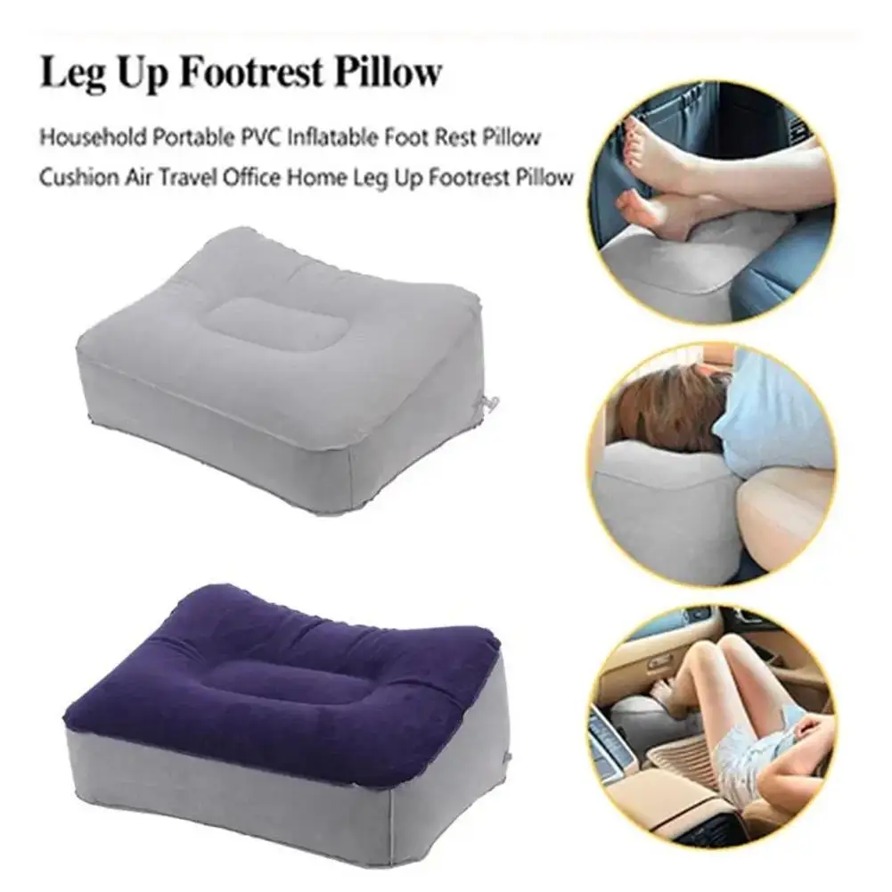 

1pcs Inflatable Pillow Footrest Mats Outdoor Travel Camping Pillows Mats Portable PVC Pad Flocking Foot Inflatable Soft Mat E3Z5