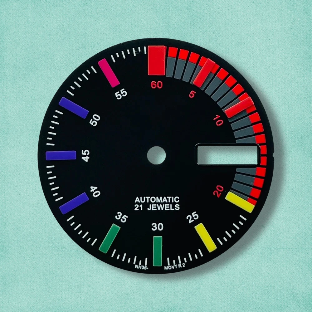 28.5mm S Logo SKX007 Camouflag Dial Fit NH36/4R36 Movement Green Luminous High-Quality Watch Modification Accessories