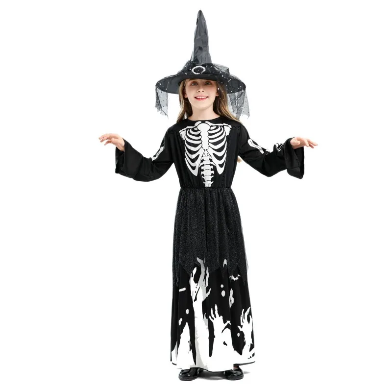 جديد ليلة ضوء الموت ريبر المنجل الأطفال الساحرة الديكور الأسود أنثى تأثيري الساحرة هالوين زي