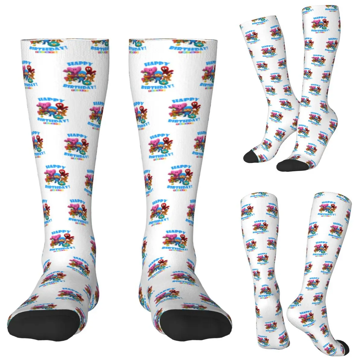 

Носки Pocoyo с днем рождения для мальчиков и девочек, чулки в стиле Харадзюку, всесезонные длинные носки, аксессуары для подарков унисекс