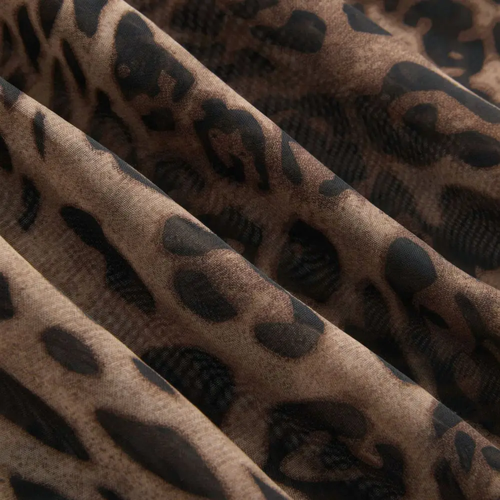 Boho Leopard Print Chiffon Camisole Dress Summer Holiday Women Backless Sleeveless Ruffled Slim Fit Sexy Party Dress