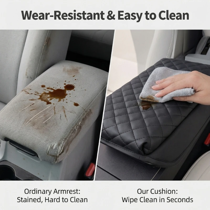  Effortlessly Installation Armrest Cover PU Leather Cushion for Select Model