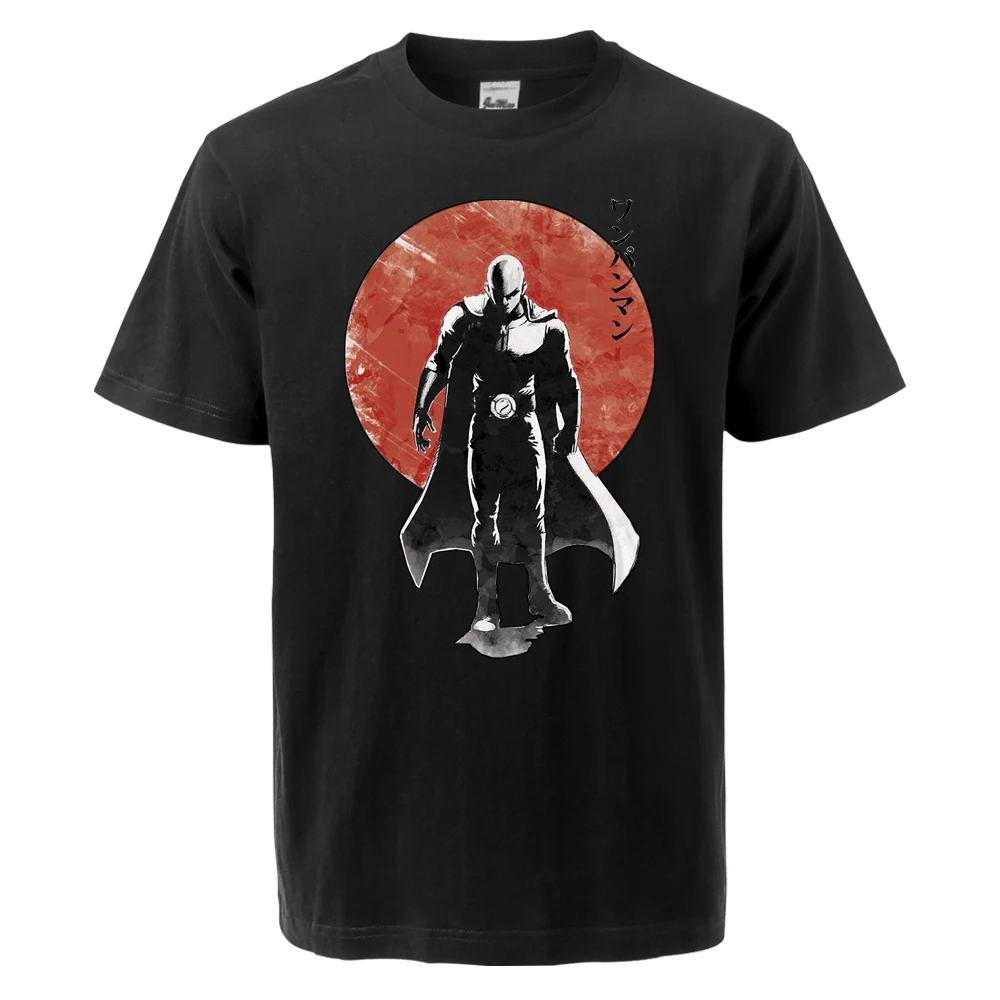 Anime One Punch Man Saitama Summer 2024 Mens Casual Tshirt Cotton Printing Tops Mens Short Sleeve Tops O-Neck Streetwear