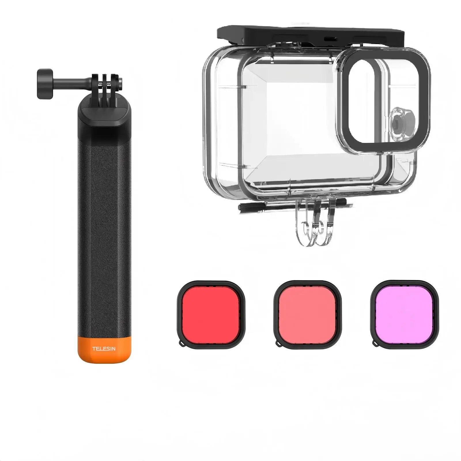 

TELESIN 60M Waterproof Case For GoPro Hero 13 12 11 10 9 Underwater Diving Housing Cover With Dive Filter For Gopro Accessories