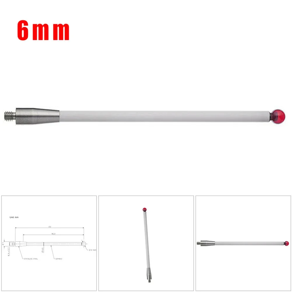 1PCS CMM Probe Stylus 6mm Ball Tip CMM Contact Probe Ceramic Shaft Probe Test Accessory For Renishaw A-5000-3712