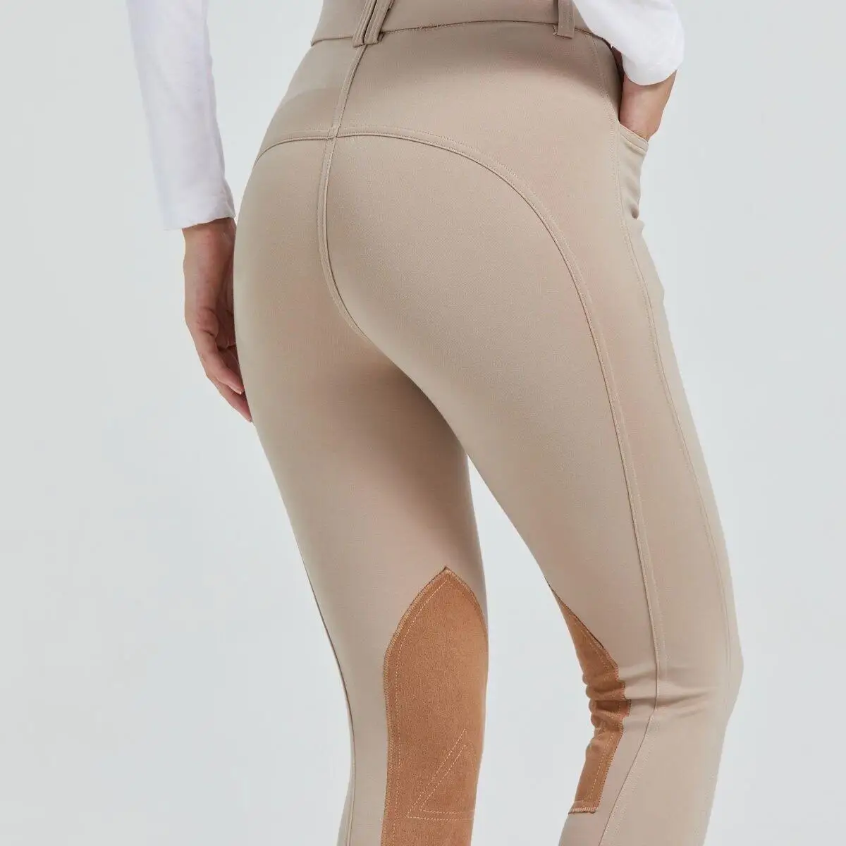 Khaki Women's Equestrian Pants Spring New Style Slim Fit Elastic