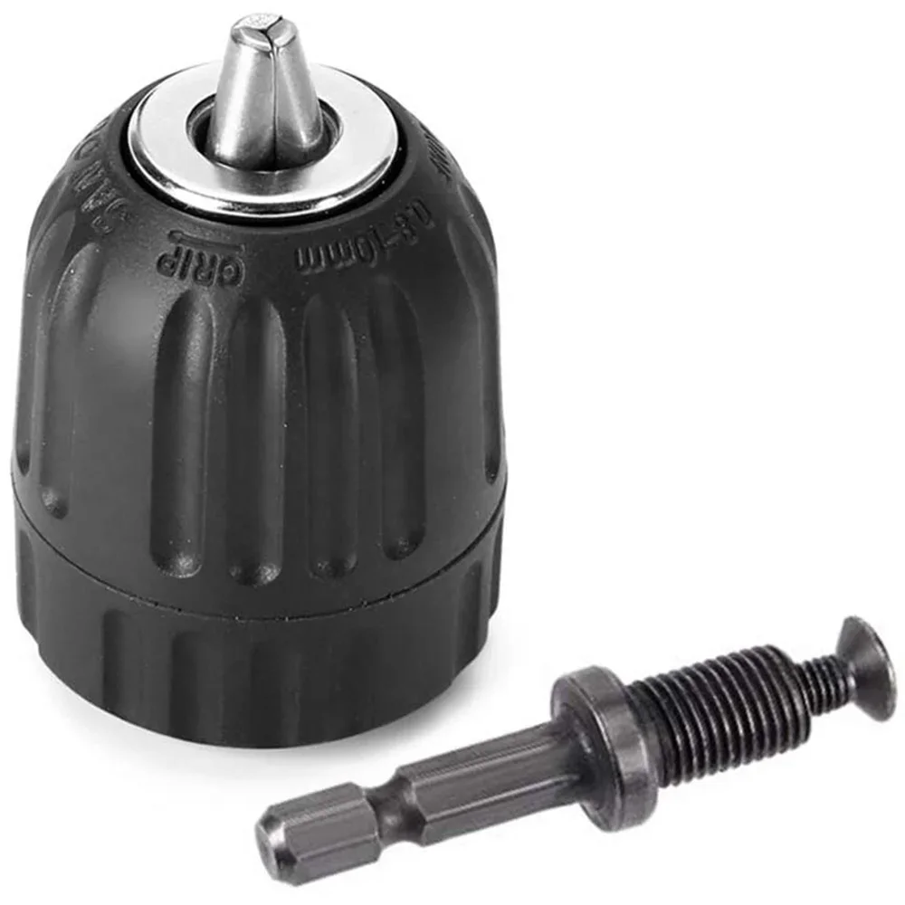 STONEGO 0.8-10mm Keyless Drill Chuck Converter 3/8"- 24UNF Thread Quick Change Adapter 1/4" Hex Shank view 3