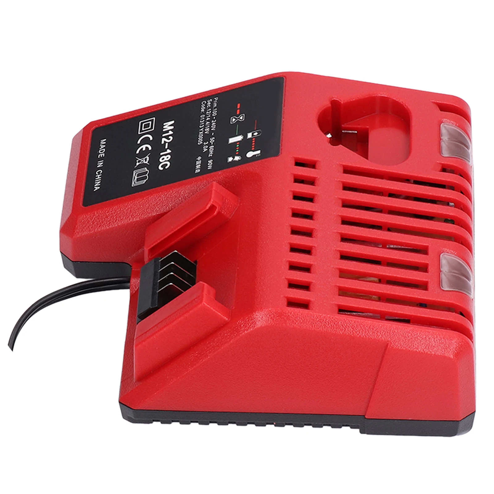 Plastic Lithium Battery Charger Red Black Housing US Plug Battery Pack Charger Charging Indicator Wall Mount