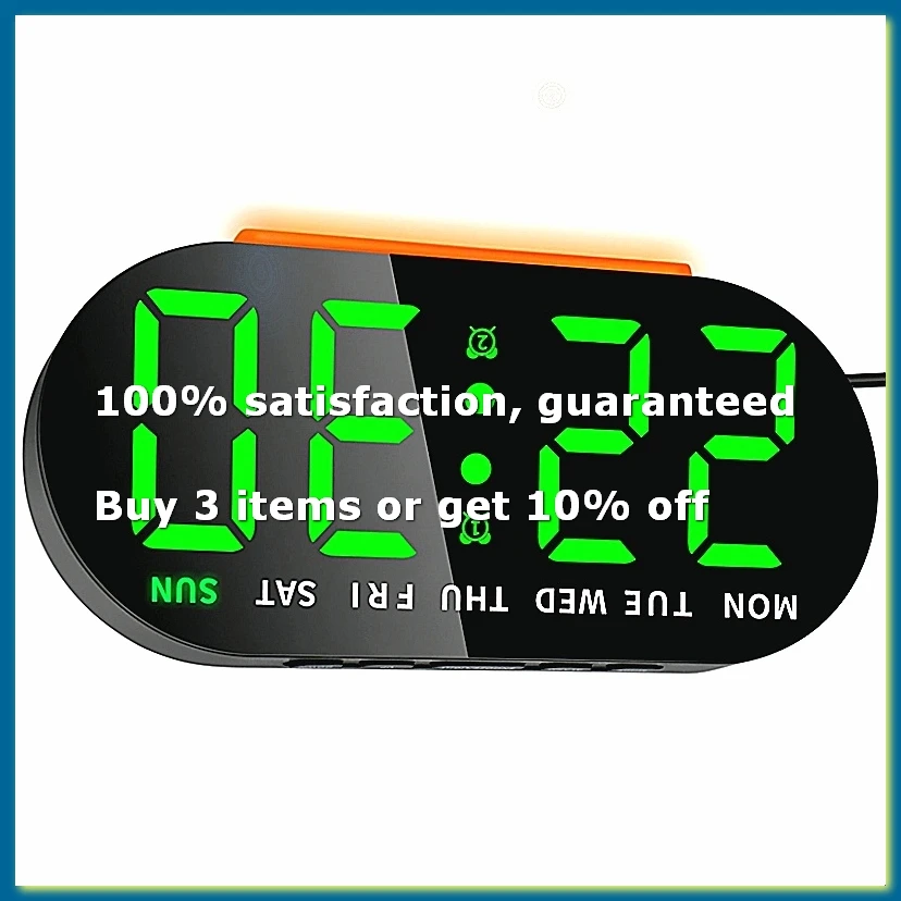 Alarm Clock Digital Radio-Controlled Clock with LED Display,Digital Alarm Clock,Night Light,Snooze,Table Clock Green-ABPX