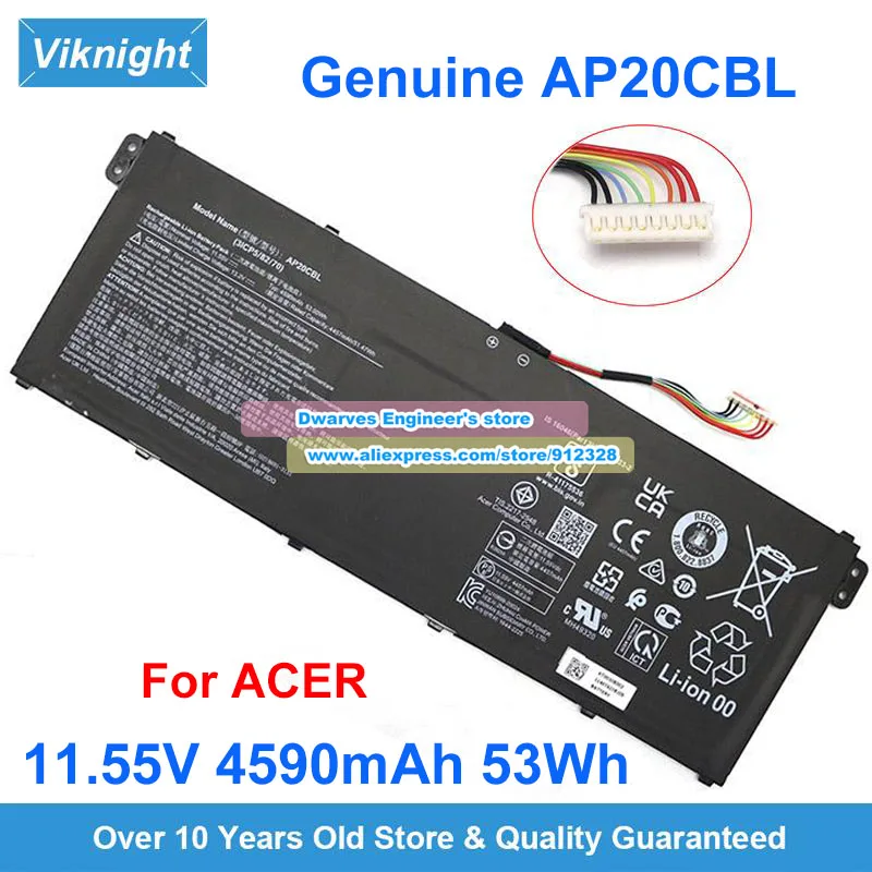 

Genuine AP20CBL Battery 11.55V 4590mAh 53Wh for ACER Aspire 5 A515-45 Vero AV15-51 SWIFT 3 SF314-43 SF314-511 CB315-4H TMB311RNA