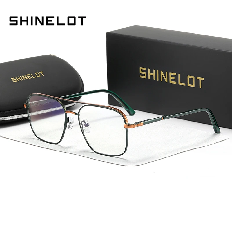 

91344 Classic Men Double Bridge Glasses Full Frame Blocking Blue Light Fashion Eyeglasses Best-Selling Eyewear Birthday Gifts