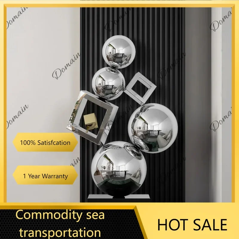 Luxurious and simple stainless steel combination ball porch, living room, high-end, model room, high-end, table art, decorative