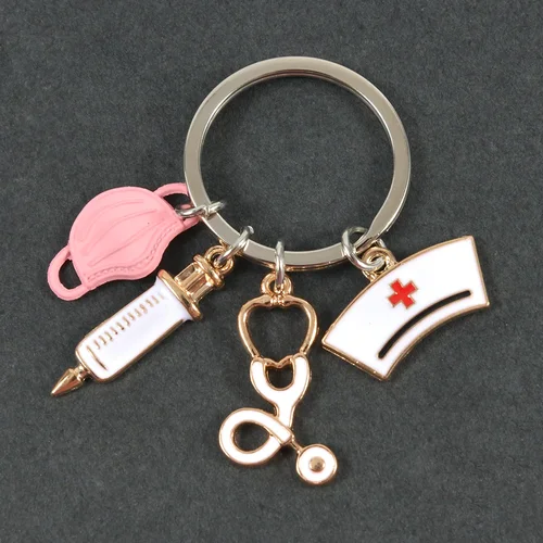 Imagen 2 del producto Nuevo Llavero médico, herramienta médica, llavero, jeringa de inyección, estetoscopio, gorro de enfermera, llavero