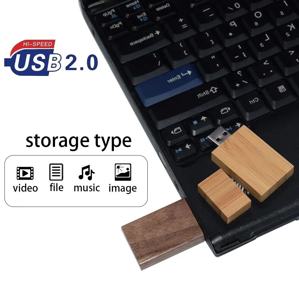 30 stks/partij Flash Drive Usb 2.0 Houten + Box Pen Drive 4GB 8GB 16GB 32GB 64GB U Disk Gratis Aangepast Logo voor Fotografie Huwelijkscadeau