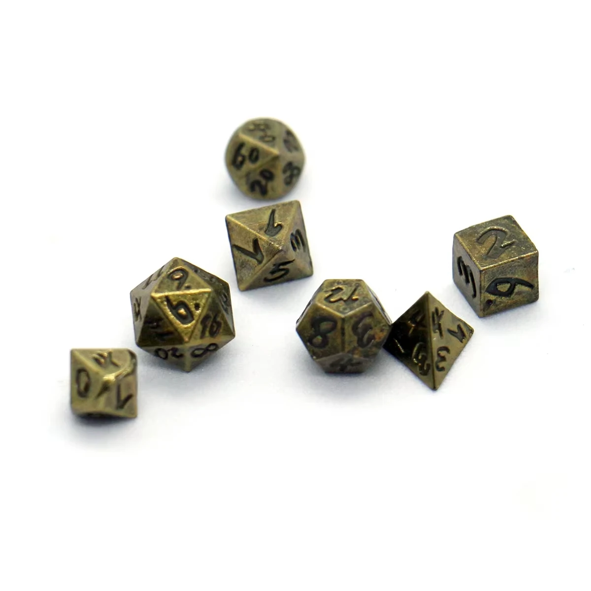 7pcs Set Metal Mini Archaized Board Game Dice Set Polyhedral Table Game Dice Role-Playing RPG Dice