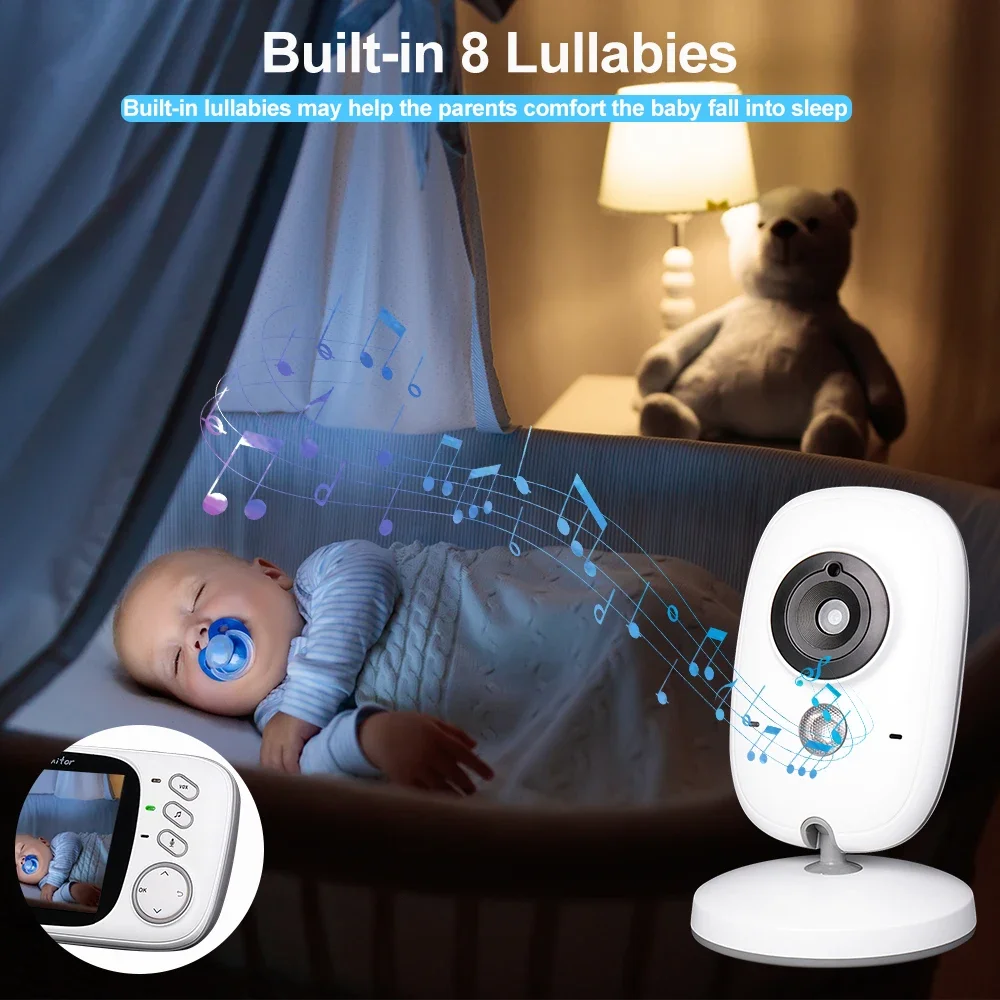 Imagem -05 - Vídeo Baby Monitor Mãe e Crianças Night Vision Câmeras de Vídeo Vigilância Tela de Exibição de Temperatura Áudio Bidirecional 2.4g Vb603