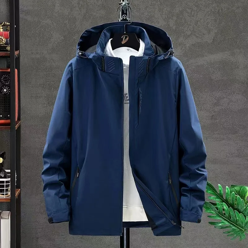 Chaqueta con capucha de una sola capa para hombre, impermeable, delgada, de un solo golpe, a prueba de viento, chaqueta de Montañismo a prueba de tres