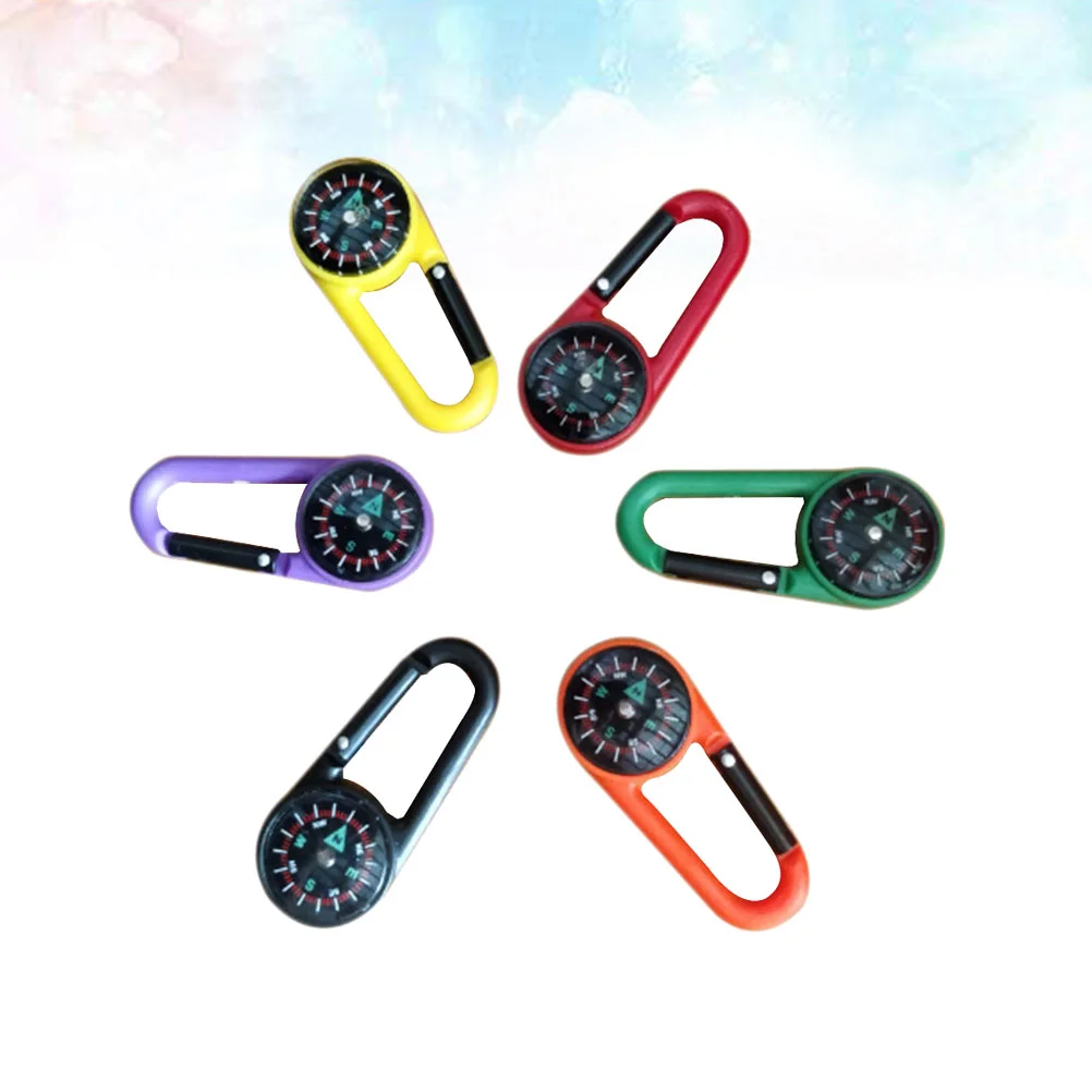 6 Pcs Carabiner Toy Keychain Self-locking Compass Tree Climbing Gear Clip Child