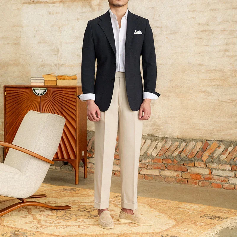 213 Wedding summer thin casual suit linen blended suit trendy men