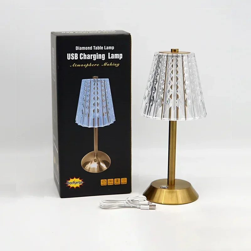 Bar Touch Table Lamp Rechargeable Wireless Desk Lamp Portable Bedroom Night Light LED Decor Lights for Coffee Hotel Restaurant