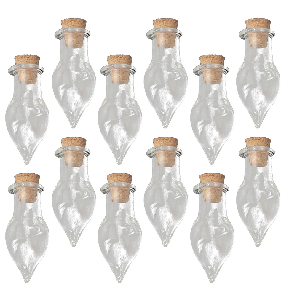 

32Pcs Glass Bottle Charms Teardrop Shaped Mini Bottles for DIY Crafts Sand Art Storage Decorative Jars with Cork Lids