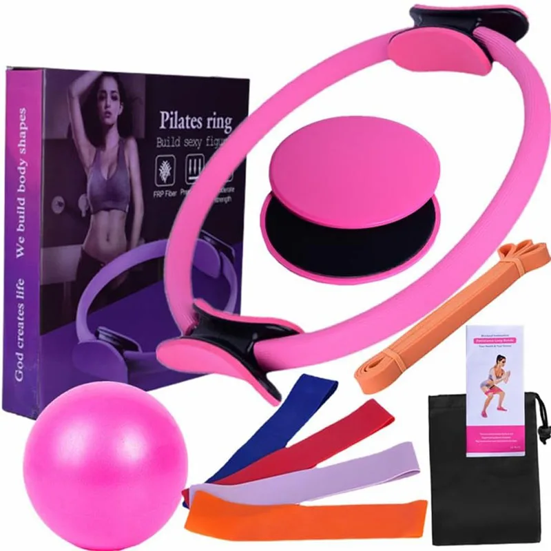 12 in 1 Pilates Kit Pilates Equipment for Home Workouts Pilates Ring and Ball Set Resistance Bands Yoga Accessories For Home