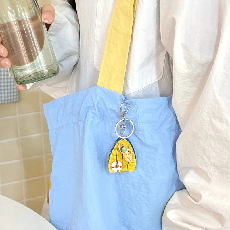 4/8pcs Creative Swimming Pool Keychain Cute Cartoon Float Board Charm Bag Backpack Pendant Gift For School Travel Outdoor Supply
